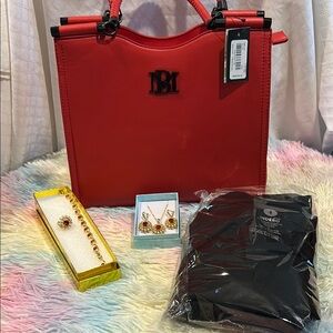 NWT Badgley Mischka Red Tote Bundle